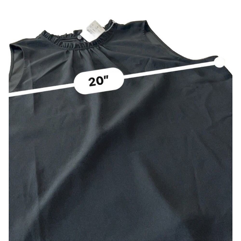 NEW J.Crew Sleeveless Ruffle Neck Top Womens Large Black Pleated Blouse Shell - Picture 7 of 11